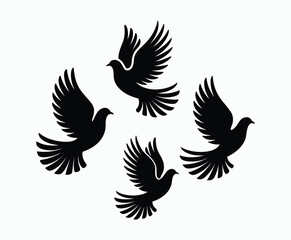Fototapeta premium Dove silhouette EPS vector isolated illustration template on a white background