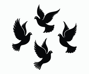 Fototapeta premium Dove silhouette EPS vector isolated illustration template on a white background