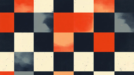 An illustration of a retro checkerboard pattern with bold, contrasting squares.