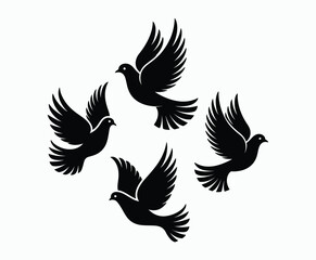 Fototapeta premium Dove silhouette EPS vector isolated illustration template on a white background