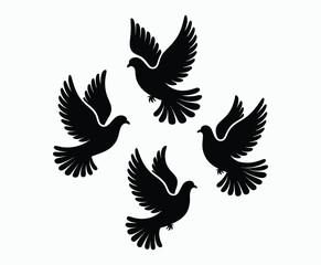 Fototapeta premium Dove silhouette EPS vector isolated illustration template on a white background