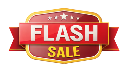 Eye-catching flash sale sign for promotions on a transparent or white background.