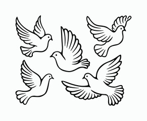 Obraz premium Dove silhouette EPS vector isolated illustration template on a white background