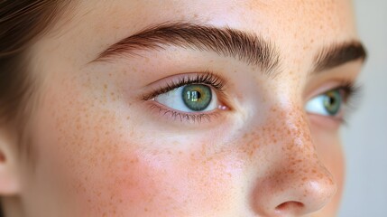 Fototapeta premium Close-up of healthy skin with post-acne marks gently fading, minimal scarring, and texture improving through healing treatments in natural light