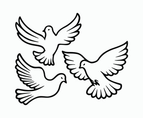 Fototapeta premium Dove silhouette EPS vector isolated illustration template on a white background