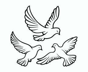 Obraz premium Dove silhouette EPS vector isolated illustration template on a white background