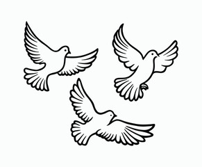 Obraz premium Dove silhouette EPS vector isolated illustration template on a white background