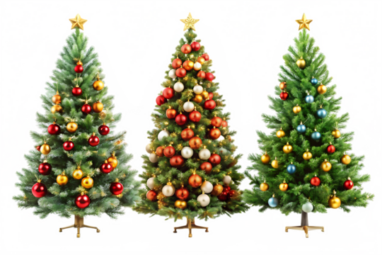 Christmas tree on white background as transparent, PNG	