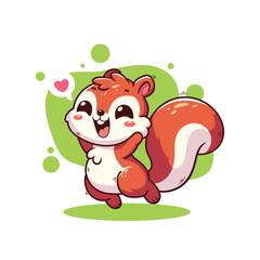 Cute squirrel cartoon character vector Illustration isolated on a white background