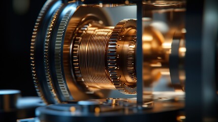 Fototapeta premium Close-up of intricate mechanical gears and components.