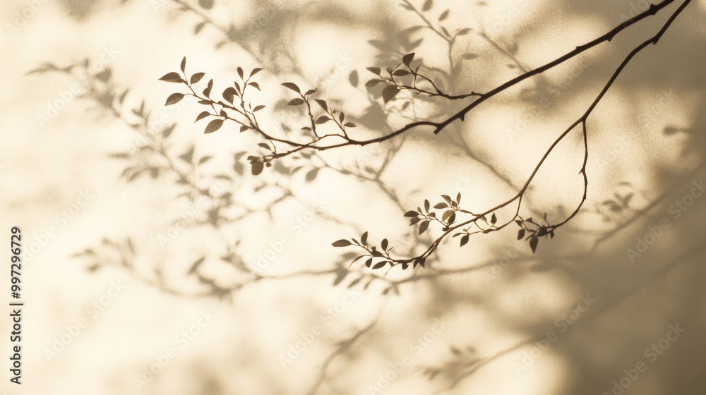 Poster a gentle interplay of light and shadow reveals the delicate shapes of tree branches cast onto a smoo