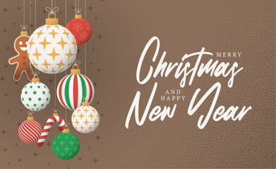 Christmas Greeting grainy card. Merry Christmas and happy new year retro greeting card. 