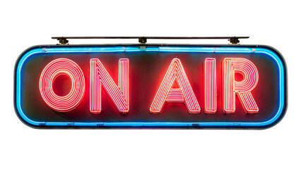 On air neon glowing sign banner isolated