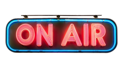 On air neon glowing sign banner isolated