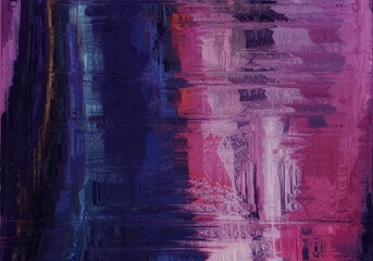 Abstract Digital Art with Glitch Effect in Purple, Pink and Blue Hues