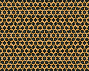 Geometric Pattern with Black and Orange Starburst Shapes