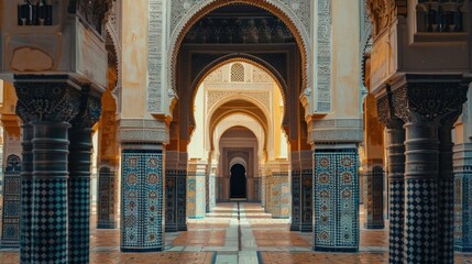 Traditional Islamic archways with detailed designs.