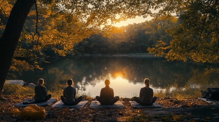 Serene Mindfulness Meditation Group in Nature
