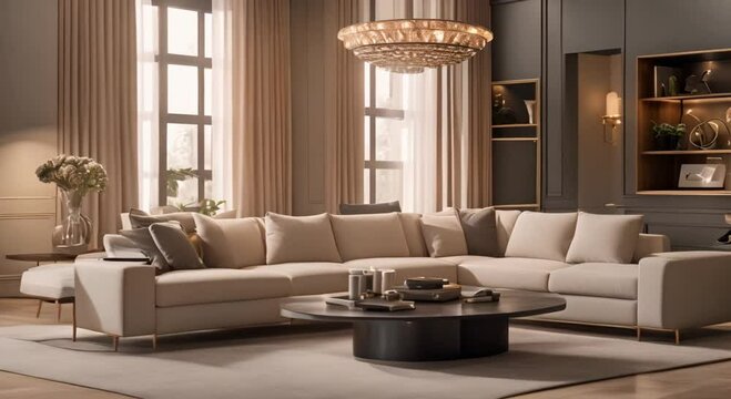 nice design of the modern interior of the apartment. open and pastel colors with pleasant tones