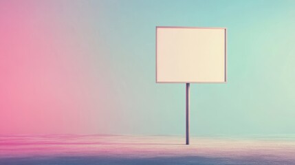 A solitary yard sign takes center stage in a pristine area, surrounded by soft pastel hues that create a calm and inviting atmosphere