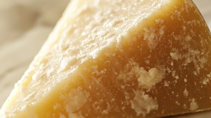 A close-up of a wedge of cheese.