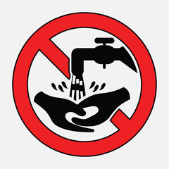 No Washing Hands Symbol for Hygiene Awareness