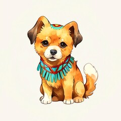 Adorable Puppy with Tribal Collar