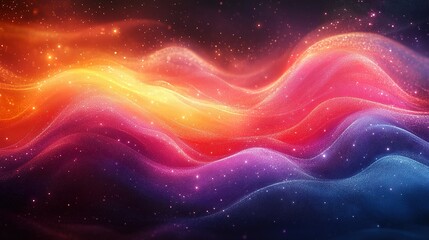 Obraz premium Abstract Wavy Background with Glittering Stars and Vibrant Colors