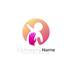 People care logo with hand design circle, charity logos, unity