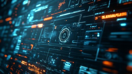 A digital screen showcases a sophisticated cybersecurity interface featuring encryption data locks, emphasizing cutting-edge technology and security measures in action