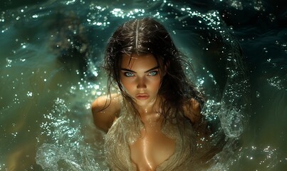 Obraz premium woman, beauty, water, face, spa, wet, shower, swimming, pool, fashion, splash, bath, people, person, body, model, hair, summer, skin, winter, glamour, relax, fun, health, washing