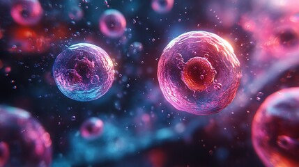 Two Bioluminescent Cells in a Microscopic View