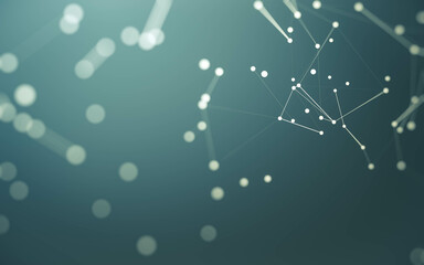 Abstract background. Molecules technology with polygonal shapes, connecting dots and lines. Connection structure. Big data visualization.