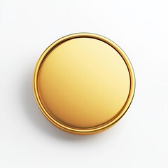 A minimalistic 3D gold badge icon designed for promotions, featuring a circular shape with a glossy finish and a subtle shadow effect, set against a clean white background