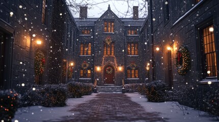 street, night, winter, city, architecture, building, snow, church, christmas, europe, light, town, travel, old, tree, evening, road, trees, sky, london, house, lights, cityscape, urban, landmark