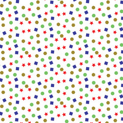 Circle, square, star pattern design on white 