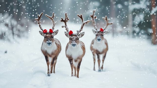 reindeer in the snow