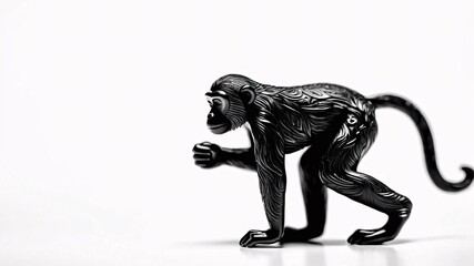 Fototapeta premium Black monkey figurine isolated on white background.