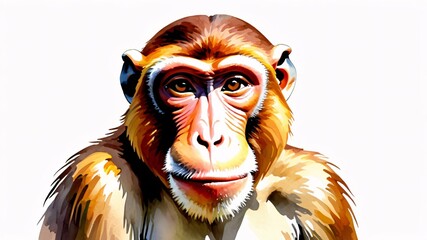 Obraz premium Close-up portrait of a monkey with brown fur and intelligent eyes.