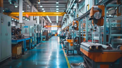 Industrial factory with machinery and equipment, showing a vast production line.
