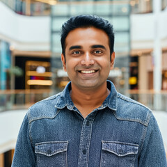 Obraz premium Handsome indian man standing at shopping mall