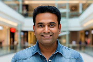 Obraz premium Handsome indian man standing at shopping mall