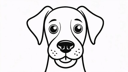 Fototapeta premium Black and white cartoon dog face with big eyes.