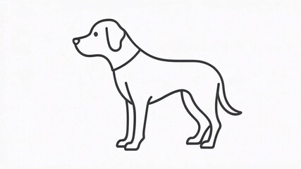 Fototapeta premium Simple line drawing of a dog standing.