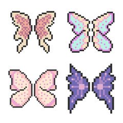 cute colorful butterfly wings bundle pixel art