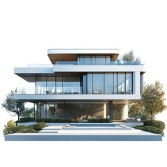 Luxury modern house isolated on white background, Concept for real estate or property.3d rendering  