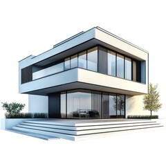 Fototapeta premium house modern contemporary style isolated on white 
