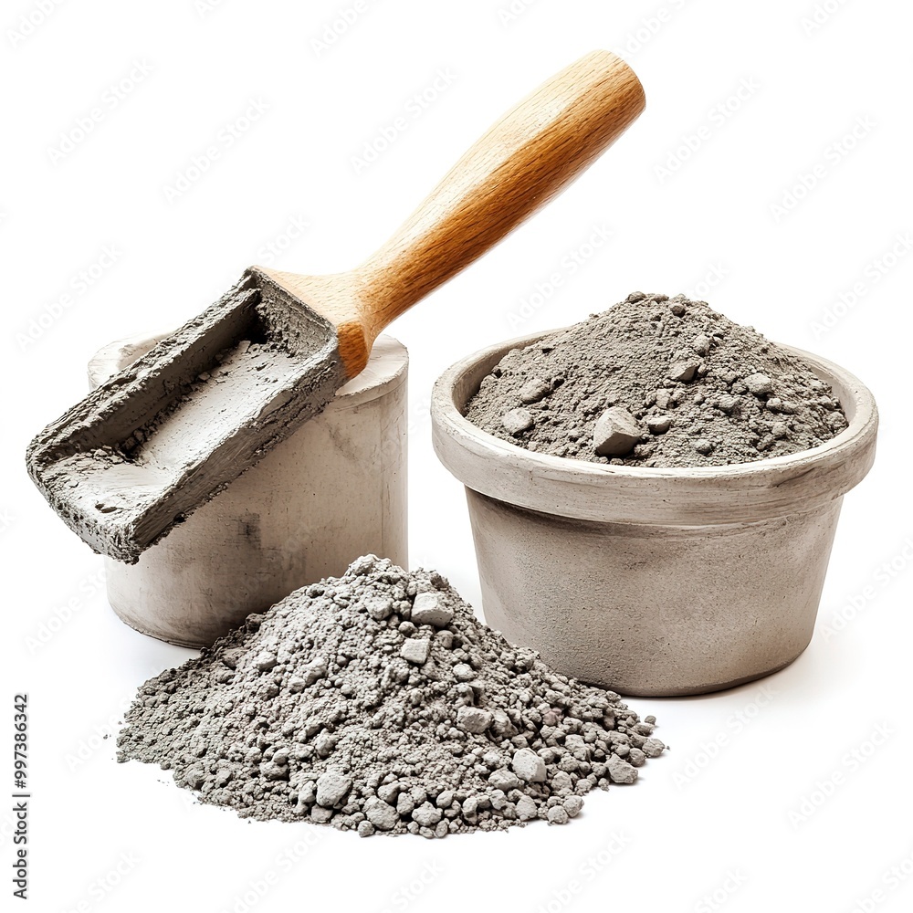 Wall mural Building materials, Cement isolated on white background  