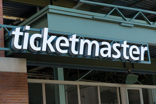 Ticketmaster Ticket Office Stadium Sign and Trademark Logo