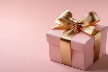Obraz premium Elegant Pink Gift Box with Golden Bow